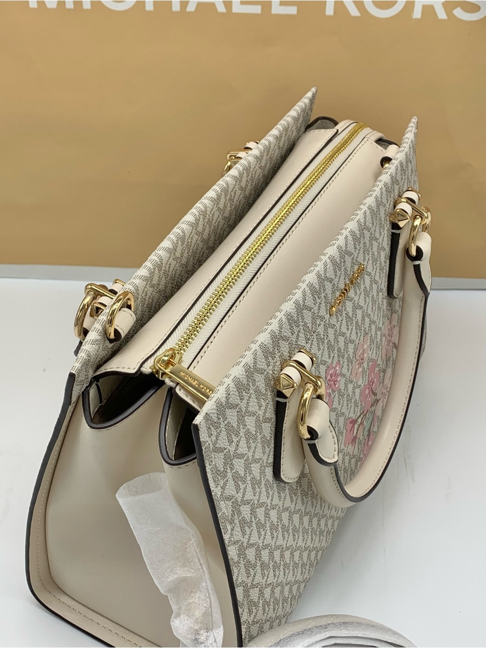 Michael Kors Marilyn Medium Embellished Signature Logo Satchel - Picture 4 of 14